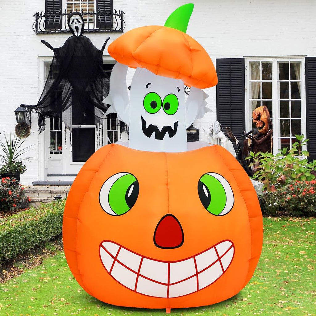 5 FT Animated Pumpkin Ghost Inflatable Outdoor Decoration T123651