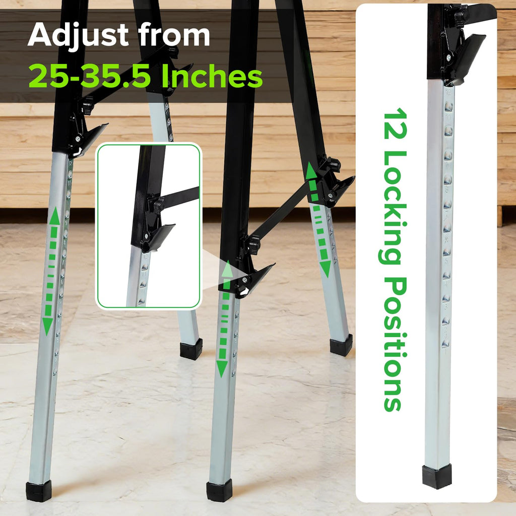 Adjustable Height Folding Sawhorse 2-Pack, 660lb Capacity F83539