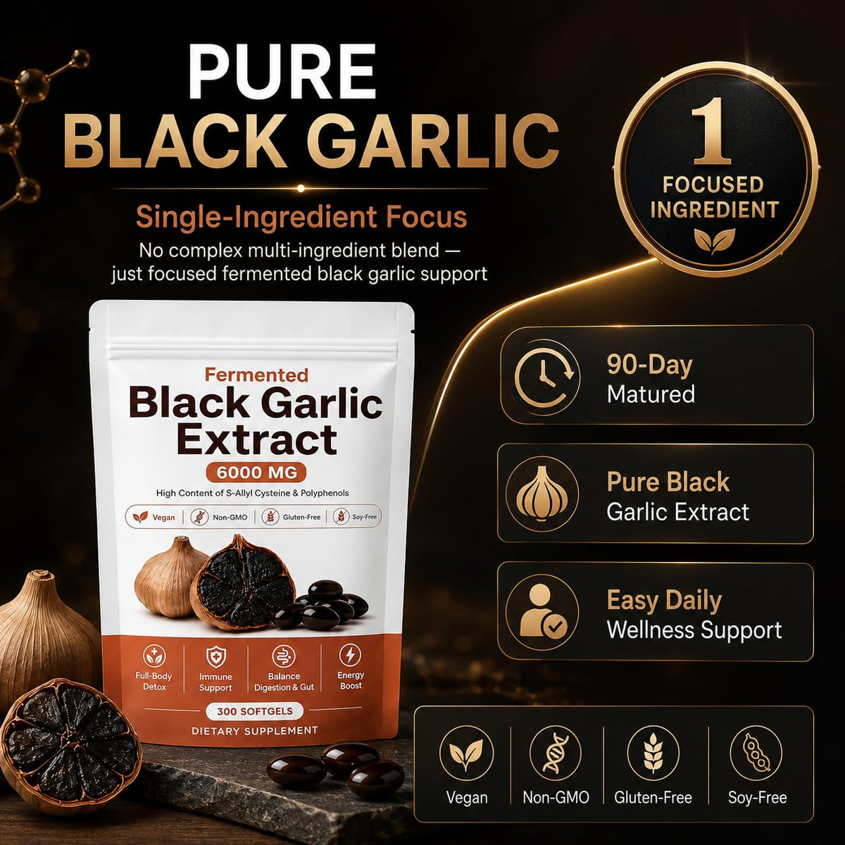 Fermented Black Garlic Extract Softgel 300 Capsules P876