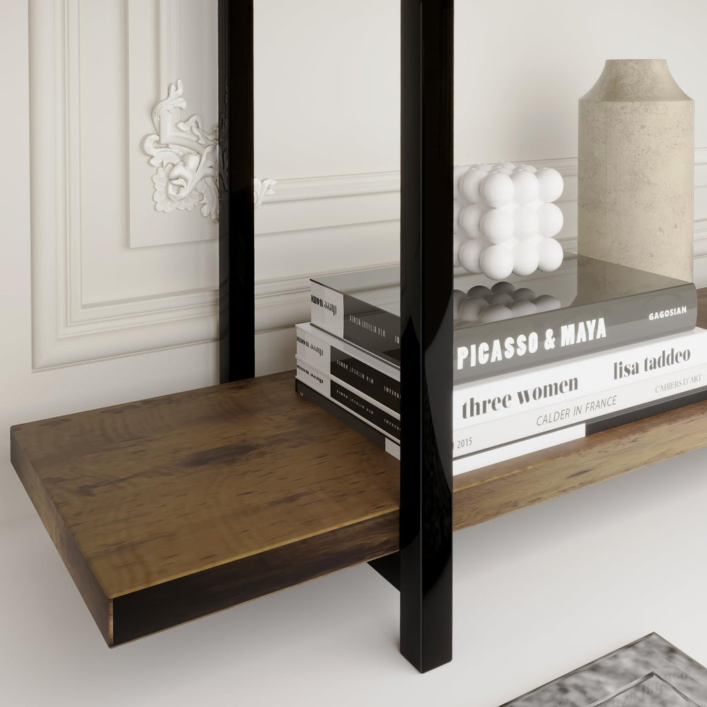 5 Tiers Rustic Brown and Metal Bookshelf B804613
