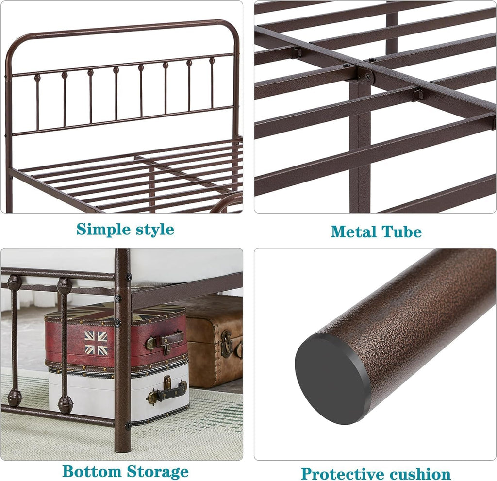 Full Size Metal Bed Frame with Headboard and Footboard E242