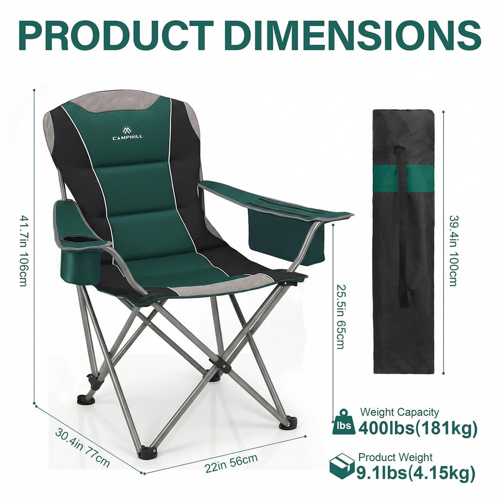 Oversized Folding Camping Chair with Cup Holder, 2 Pack P609
