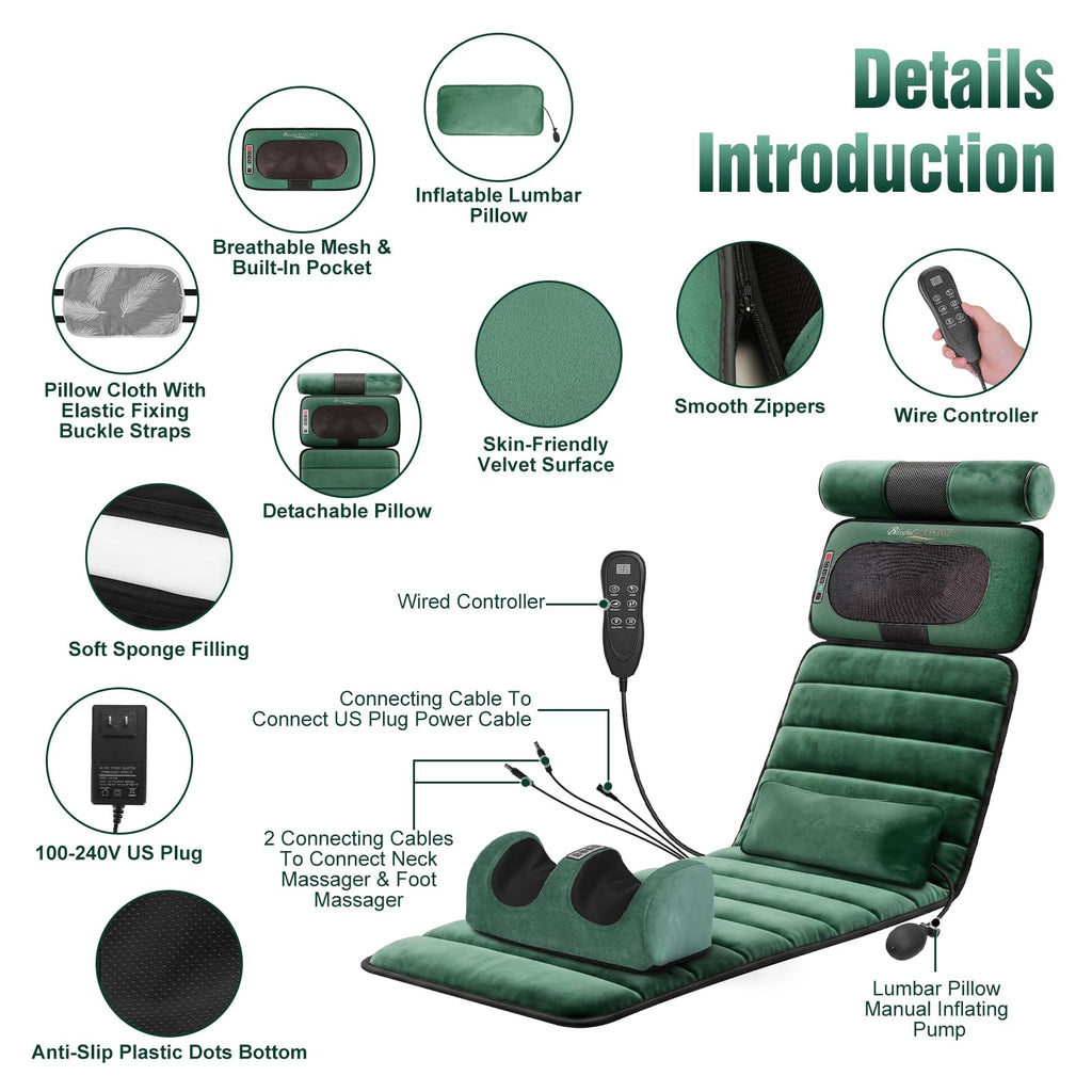 Full Body Massage Mat with Heat & Vibration O524