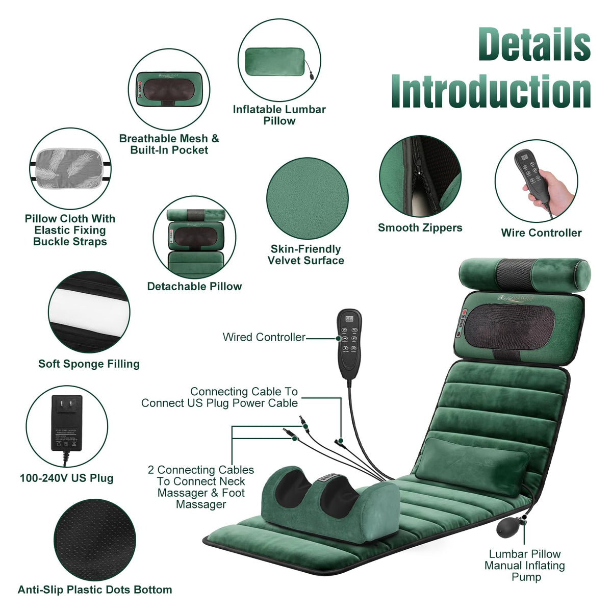 Full Body Massage Mat with Heat & Vibration O524