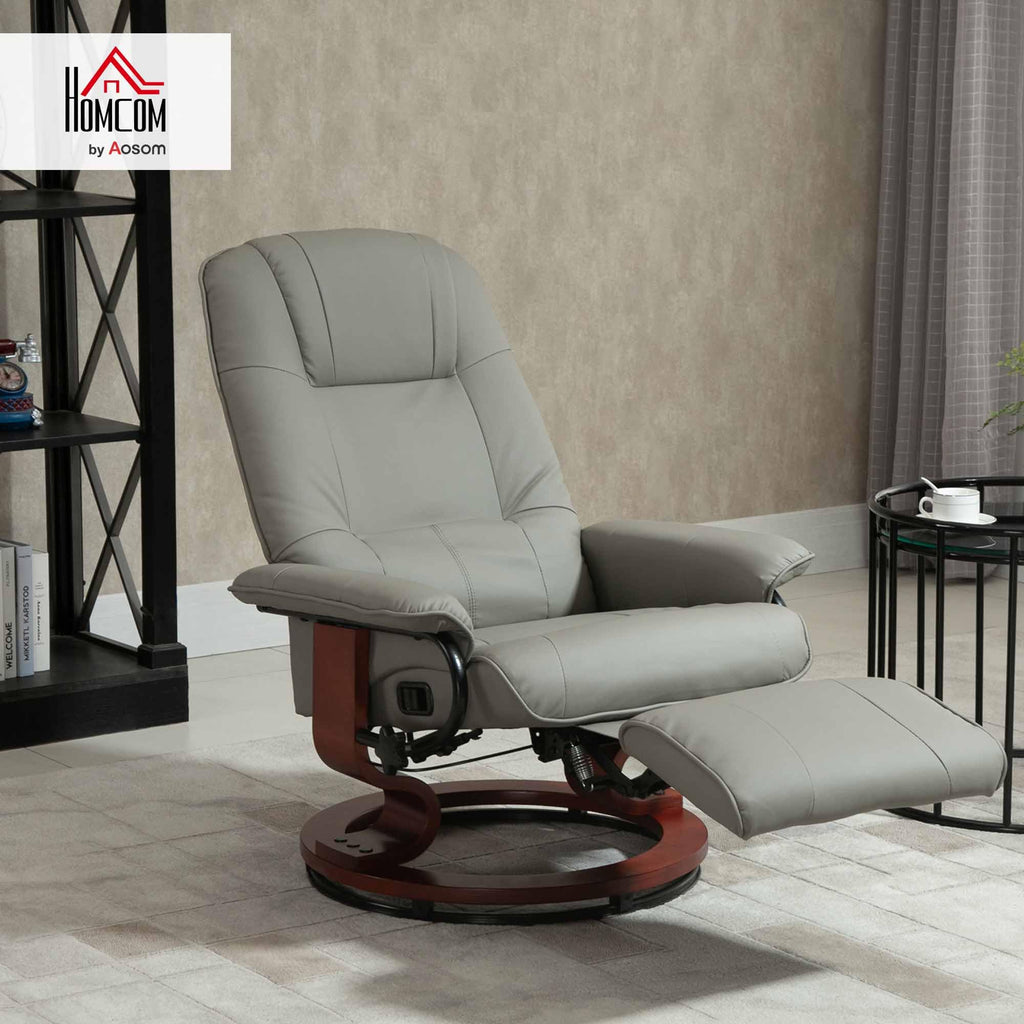 Gray PU Leather Swivel Recliner Chair K504