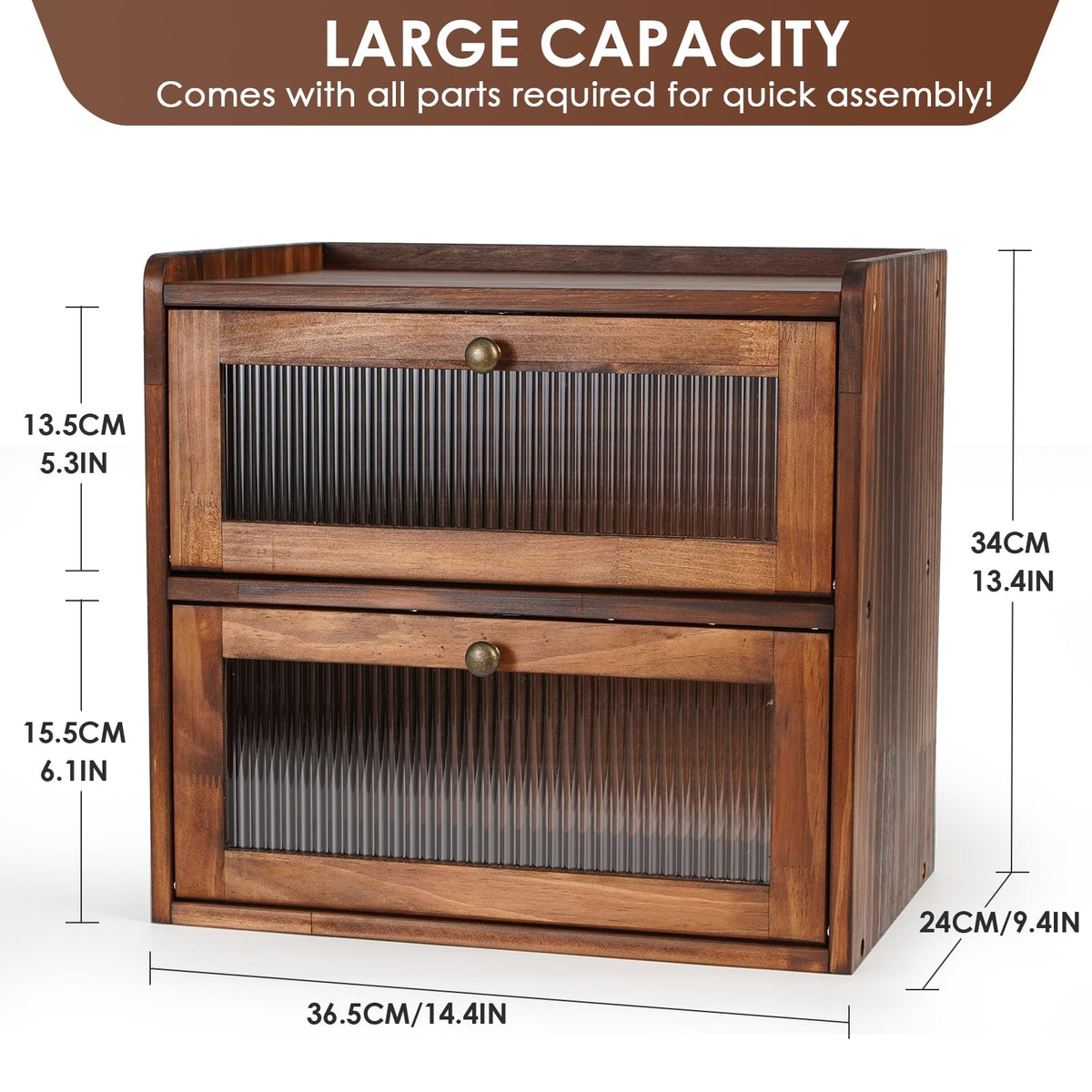 Brown 2 Layer Wooden Bread Box L4333