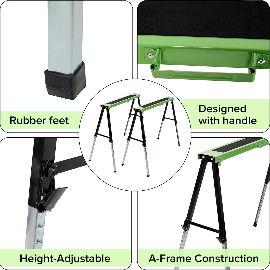 Adjustable Height Folding Sawhorse 2-Pack, 660lb Capacity F83539
