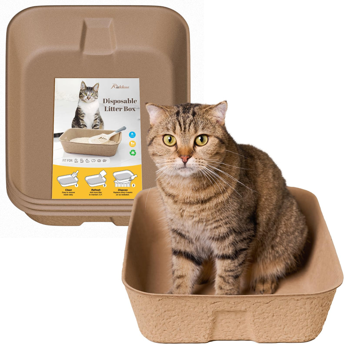 4 Pack Disposable Cardboard Cat Litter Boxes L5520