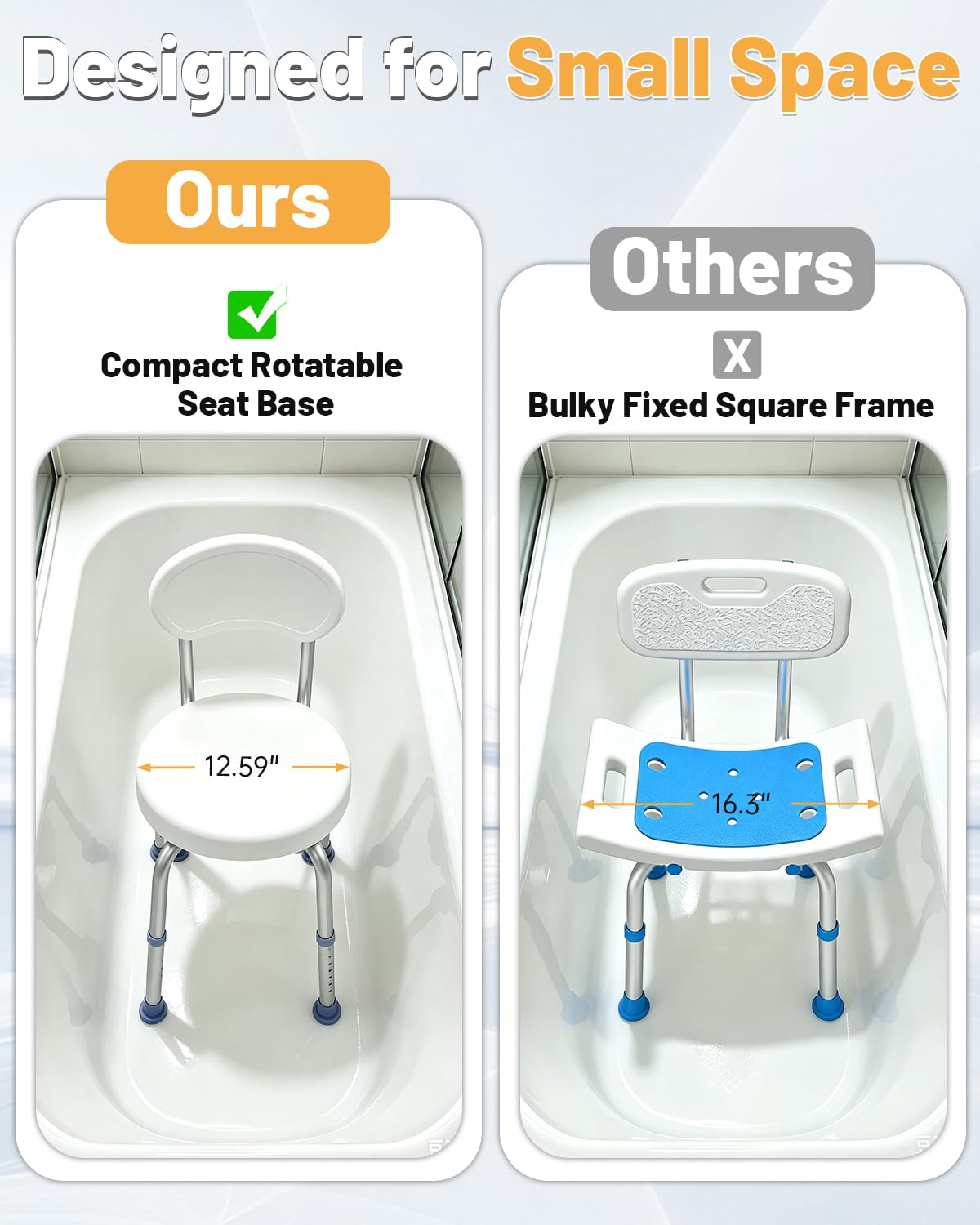 Swivel Shower Chair with Back T629