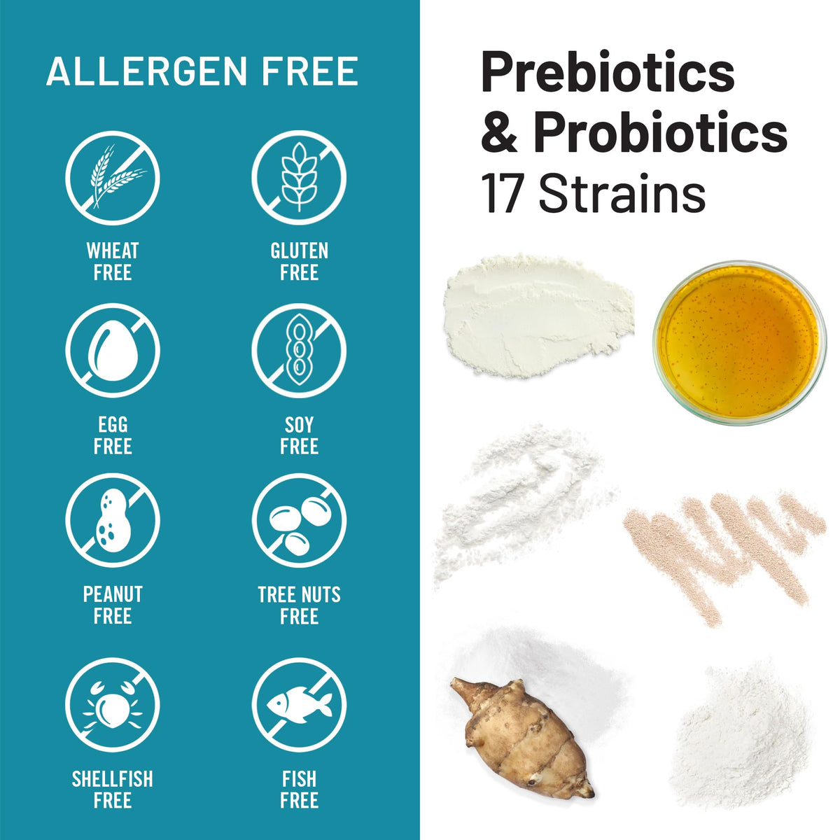 60 Billion CFU 17 Strains Probiotics with Prebiotics 30 Capsules A446