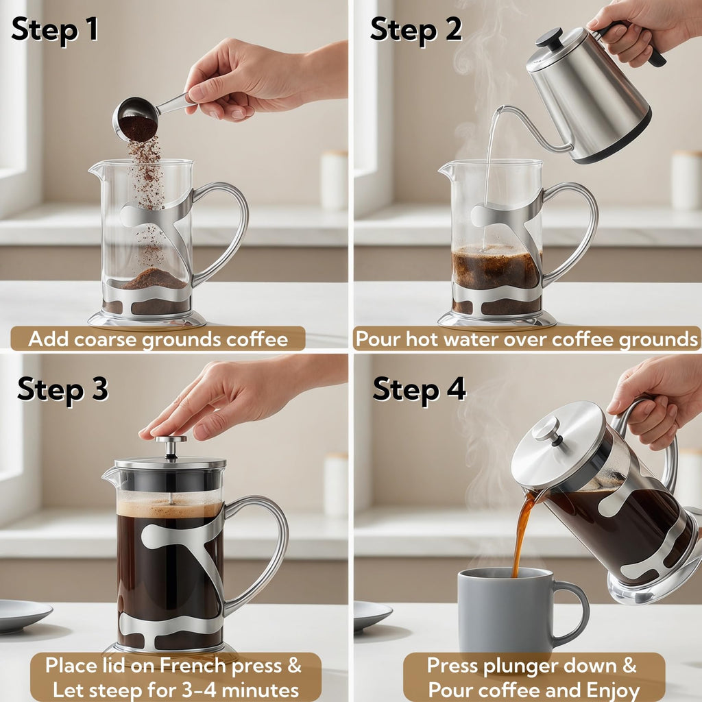 Stainless Steel French Press Coffee Maker 1L Y253963