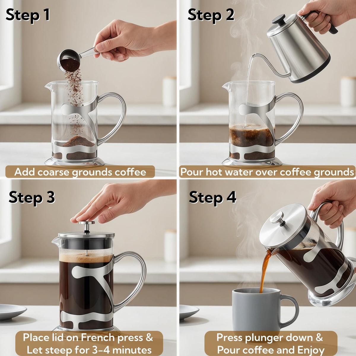 Stainless Steel French Press Coffee Maker 1L Y253963