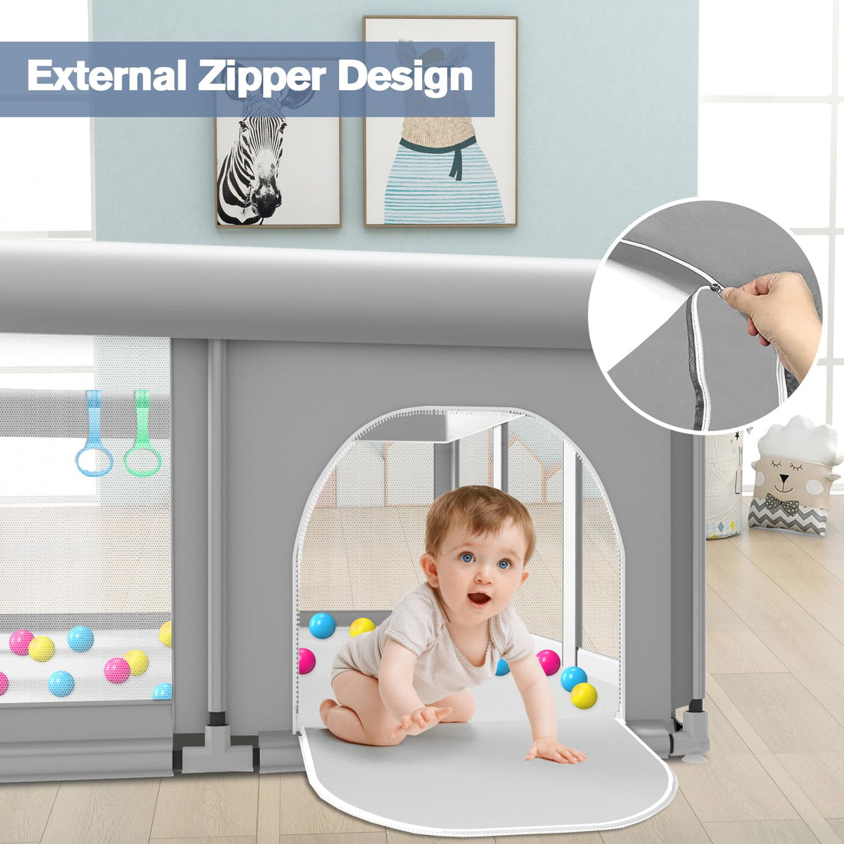 Large Baby Playpen with Soft Breathable Mesh F869