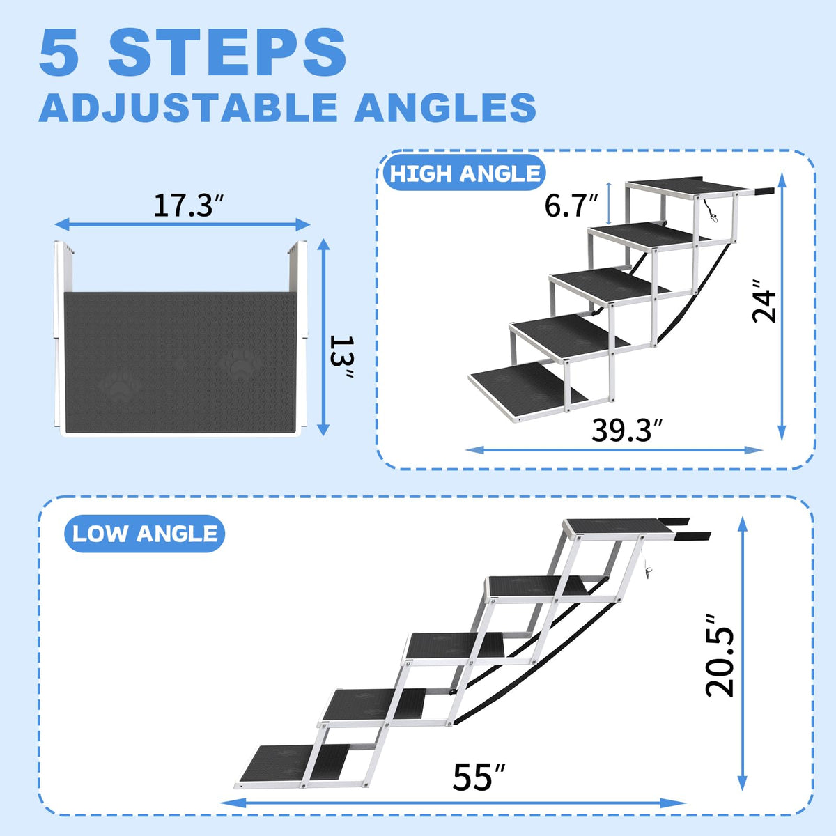 5-Step Foldable Non-Slip Plastic Dog Steps Q178