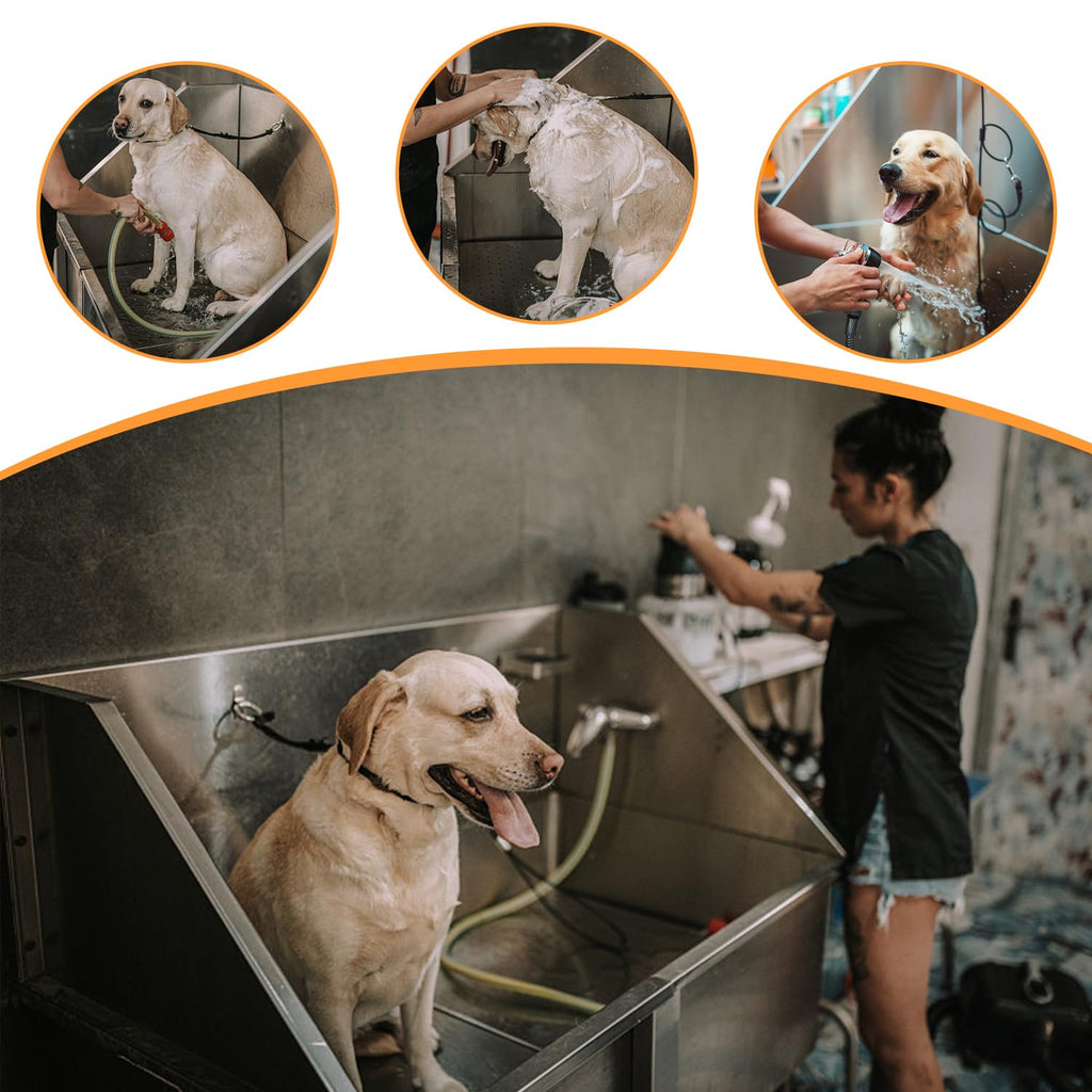 Stainless Steel Dog Grooming Tub with Stairs and Faucet L307