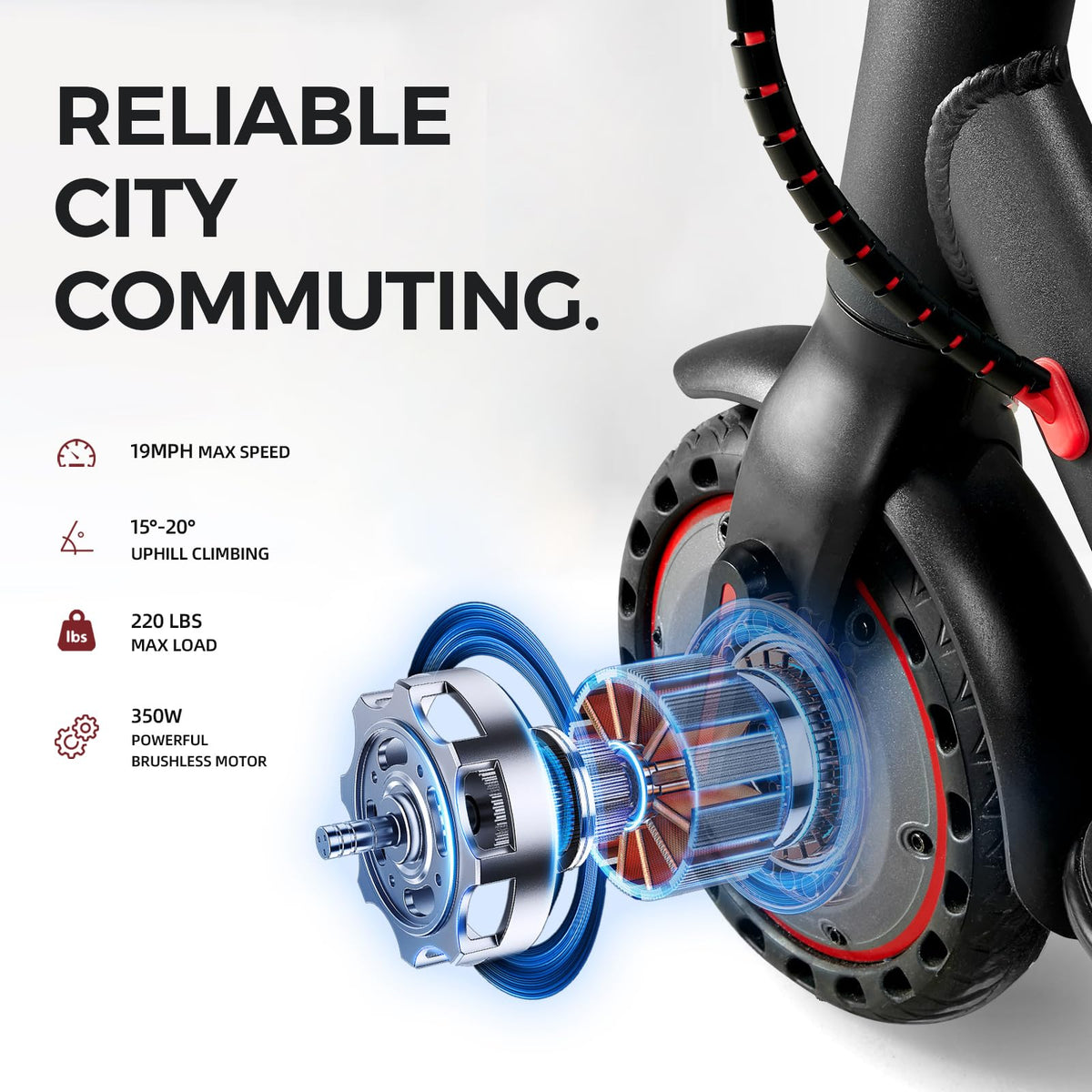 Electric Scooter, 350W/500W, 8.5" Tires, 21 Miles Range, Folding E-Scooter U37400
