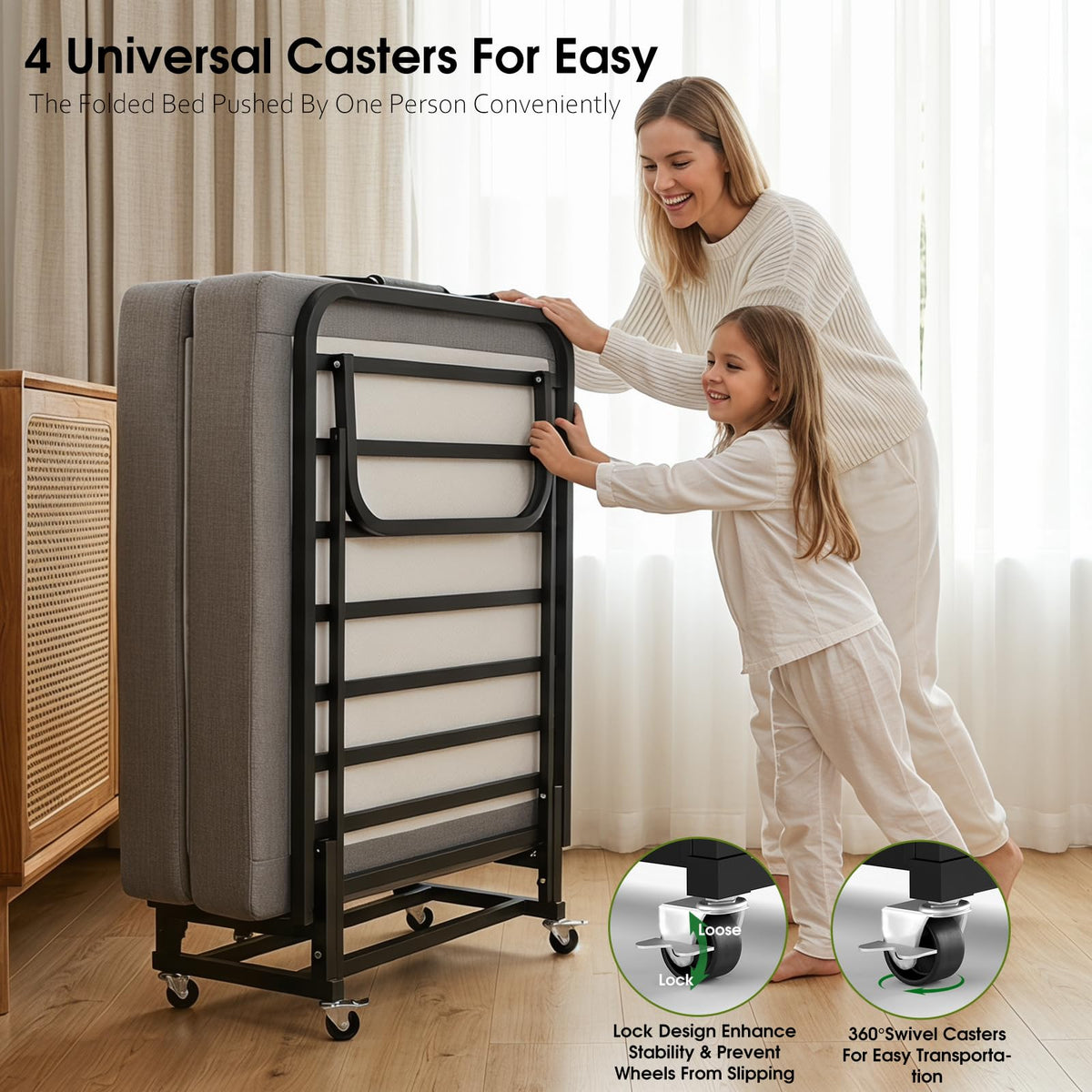 Folding Bed on Wheels N9191