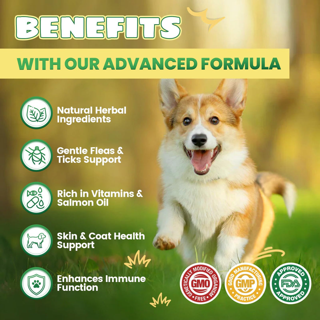Flea and Tick Prevention for Dogs with Vitamins Fish Oil F21765