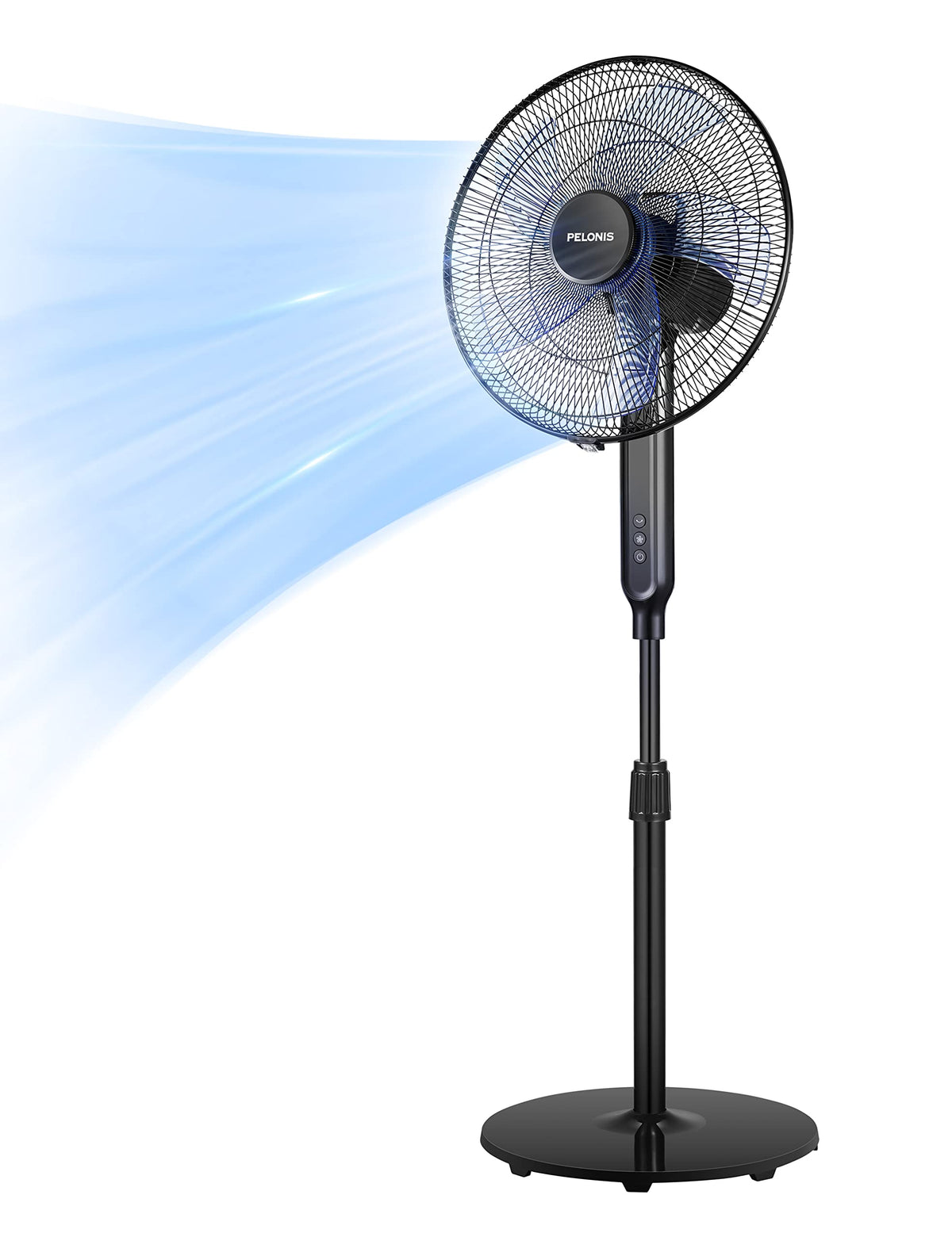 16" Oscillating Pedestal Stand Up Fan, Adjustable Height, Ultra Quiet DC Motor, Remote Control, 12 Speed, Black L355665