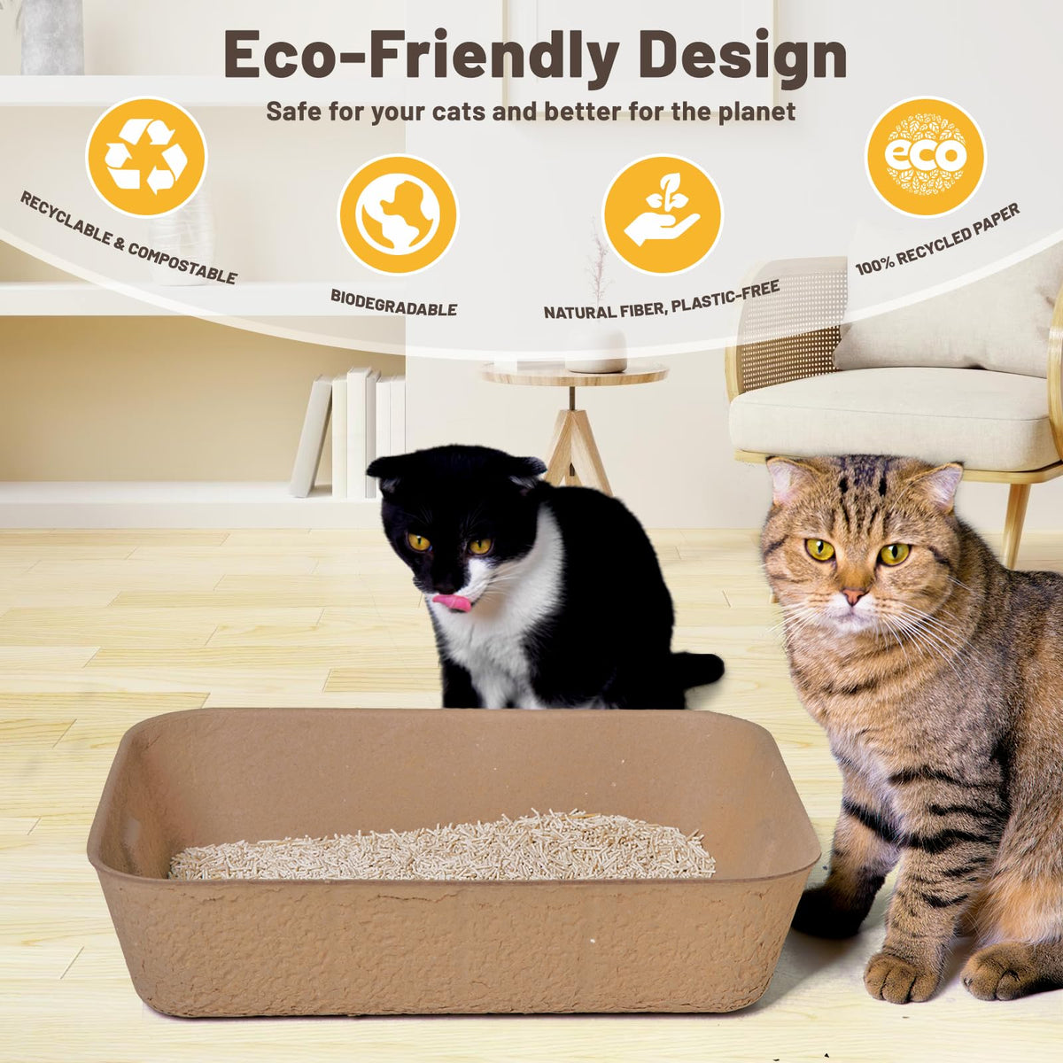 4 Pack Disposable Cardboard Cat Litter Boxes L5520