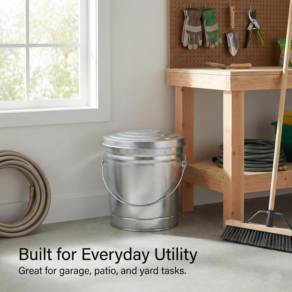31 Gallon Galvanized Steel Metal Trash Can with Locking Lid R502709