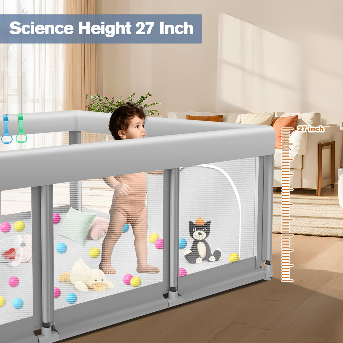 Large Baby Playpen with Soft Breathable Mesh F869