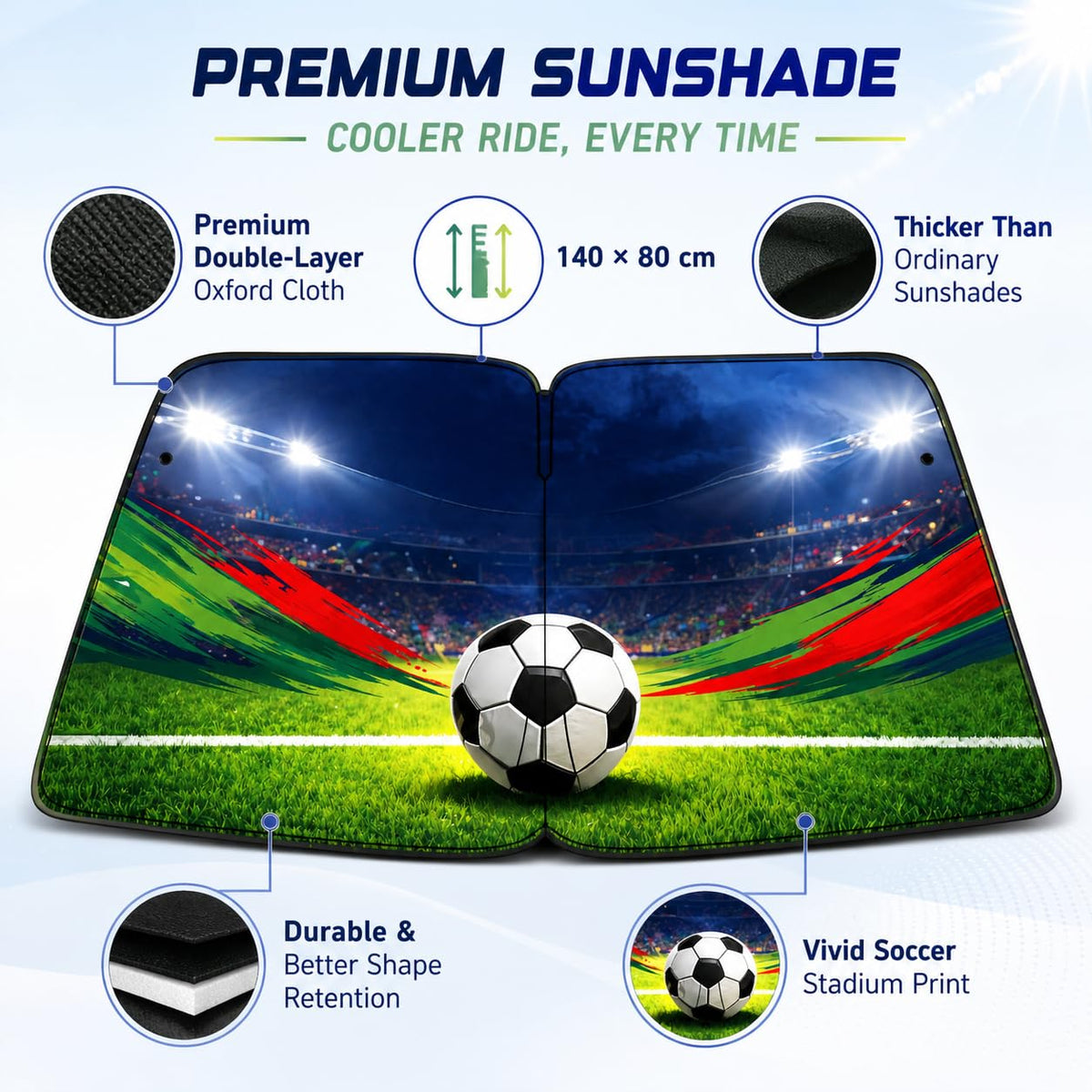 Foldable Front Window Oxford Cloth Car Sun Shade 140 x 80cm B5906