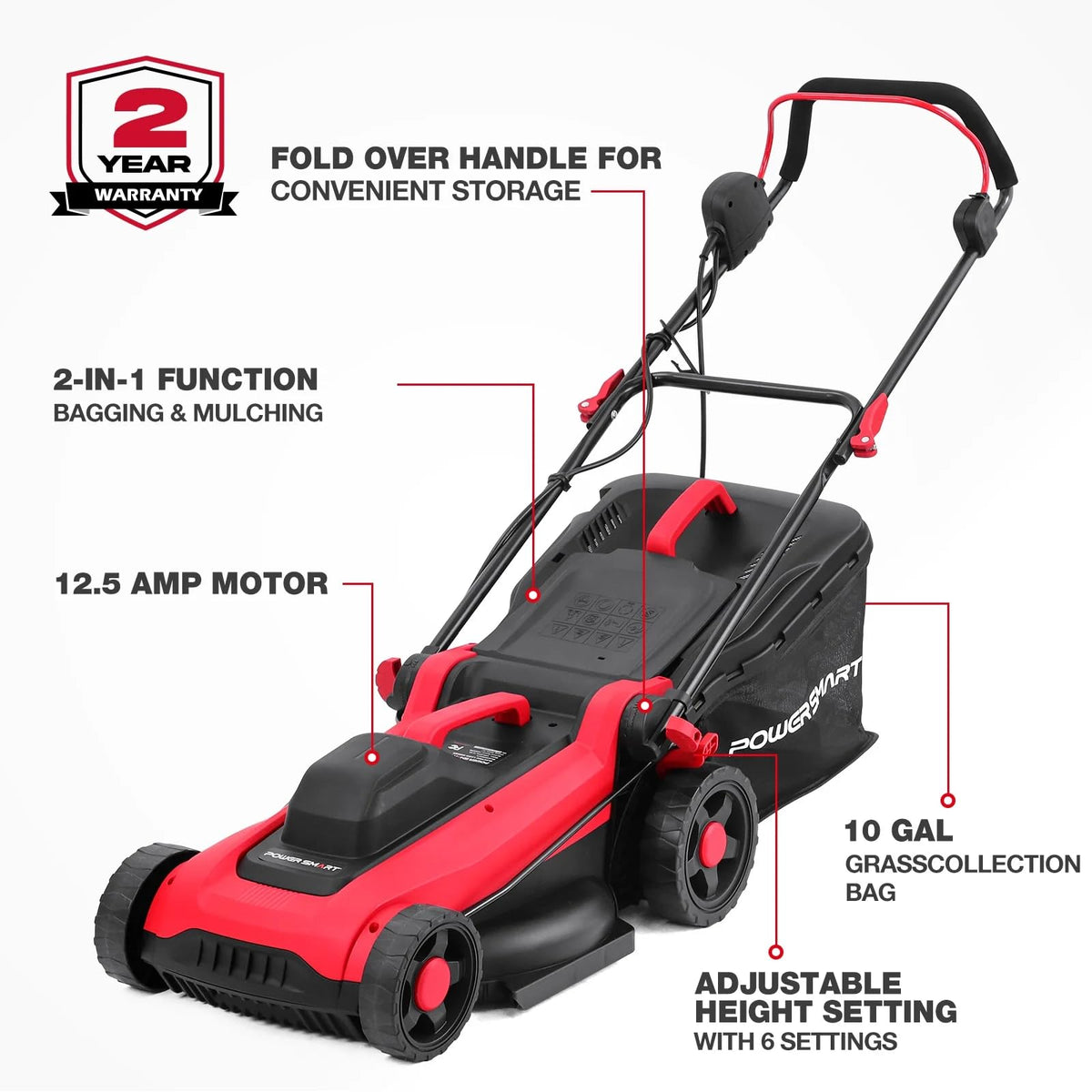 14 Inch 12.5 Amp Corded Electric Lawn Mower Y1215