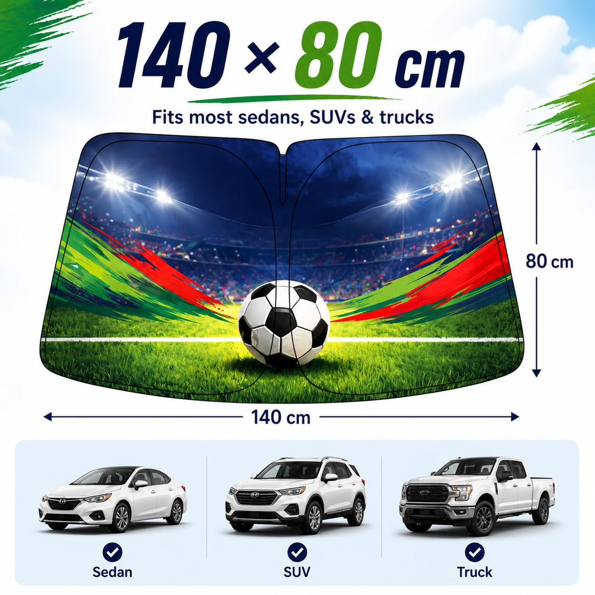 Foldable Front Window Oxford Cloth Car Sun Shade 140 x 80cm B5906