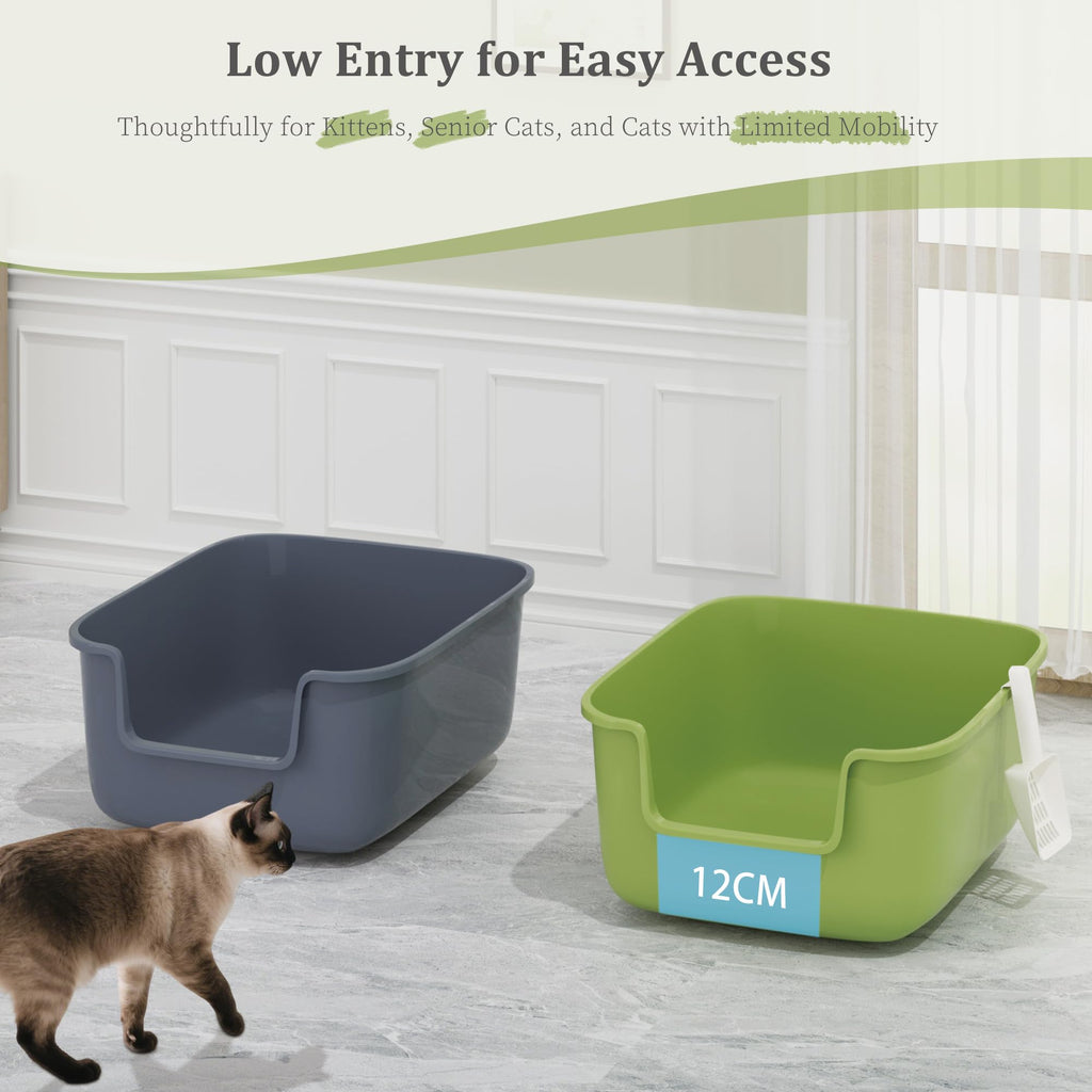 Large High Sided Cat Litter Box with Scoop 2 Pack U6769