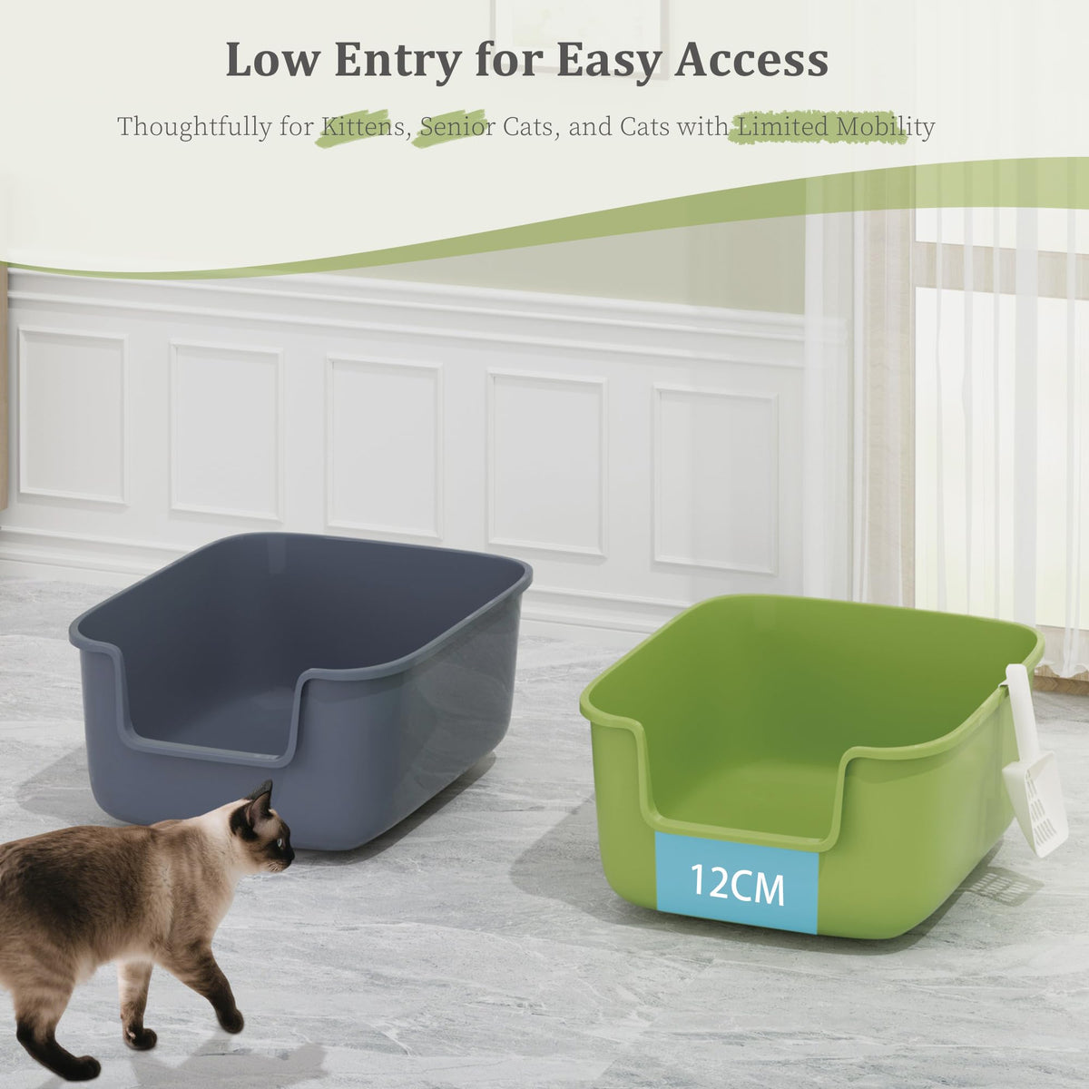 Large High Sided Cat Litter Box with Scoop 2 Pack U6769