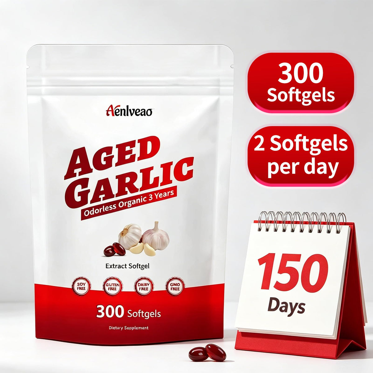 Aged Garlic Extract Supplements 300 Softgels Q96851