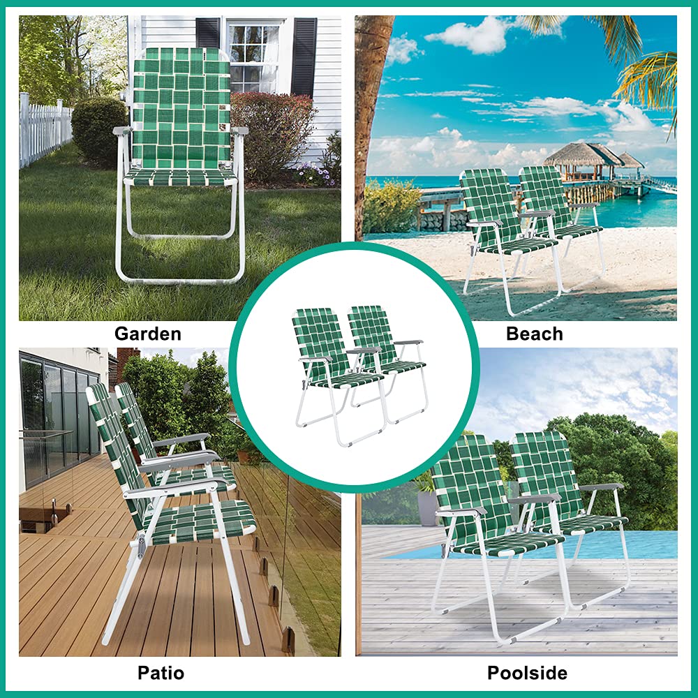 Dark Green Set of 2 Webbed Folding Chairs O51258