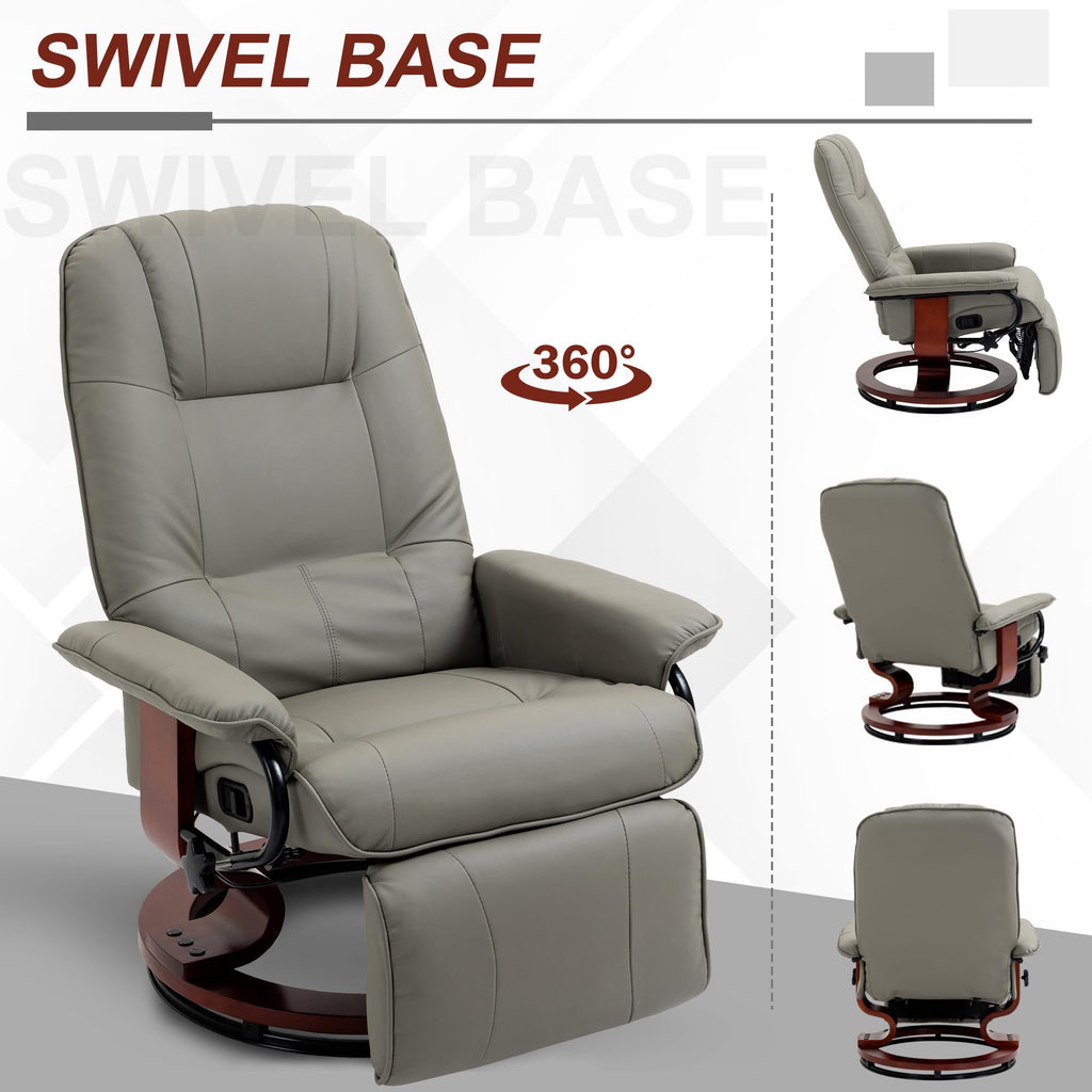 Gray PU Leather Swivel Recliner Chair K504