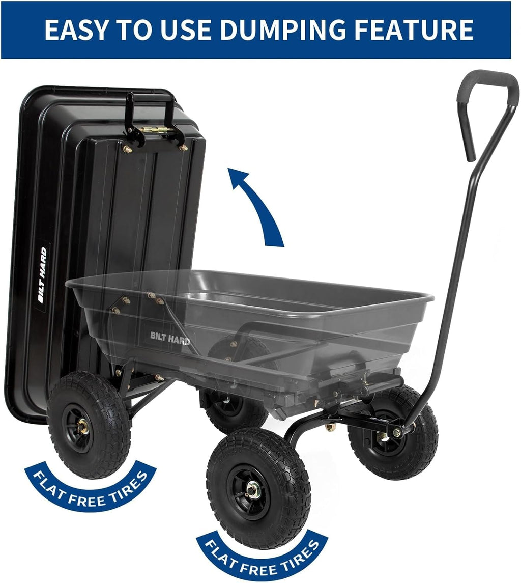4 Cu.Ft. Poly Yard Dump Cart with 180° Rotating Handle Q54330