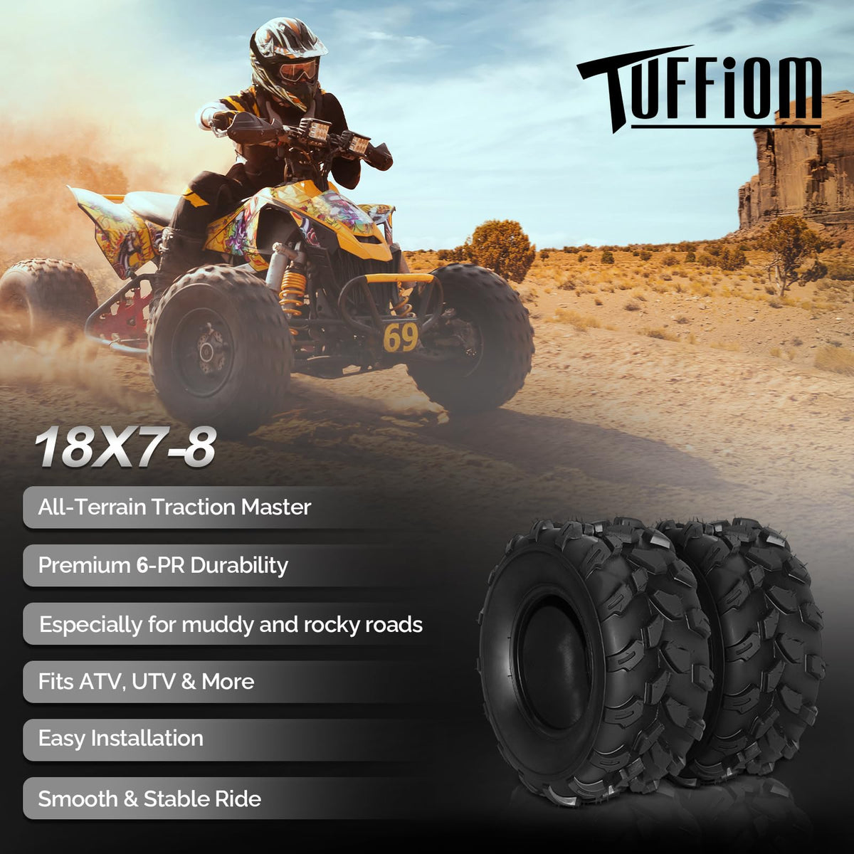 Set of 2 18x7-8 All-Terrain Mud Tires P42199