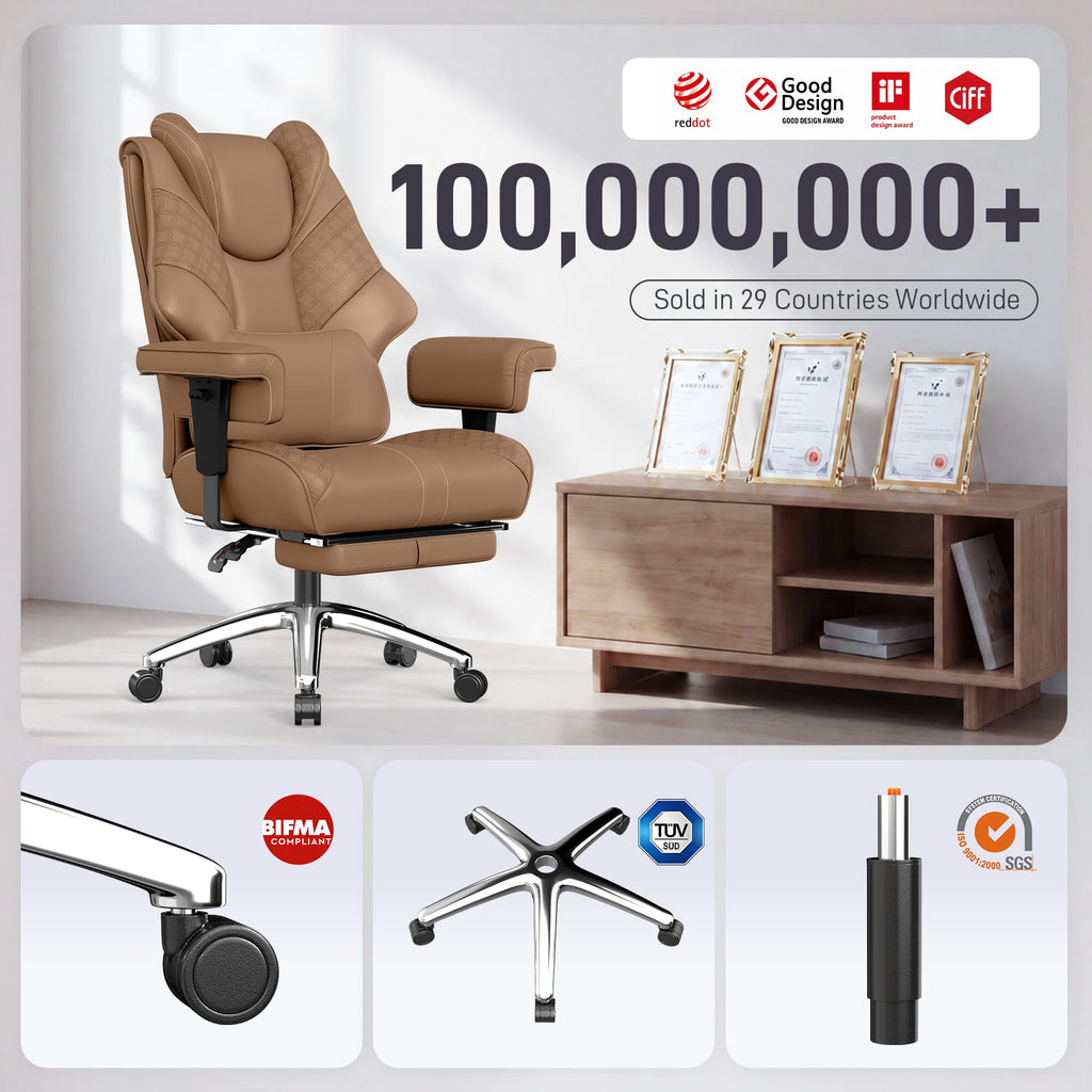 Big and Tall Executive Office Chair with Footrest and Lumbar Support B41186