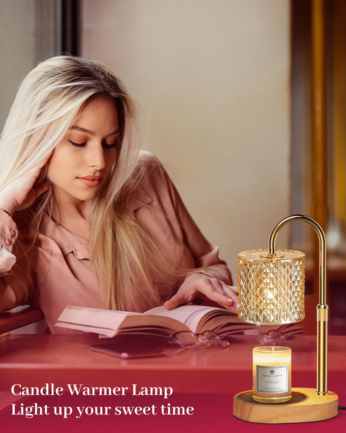 Candle Warmer Lamp with Timer Dimmer Adjustable Height Q640372