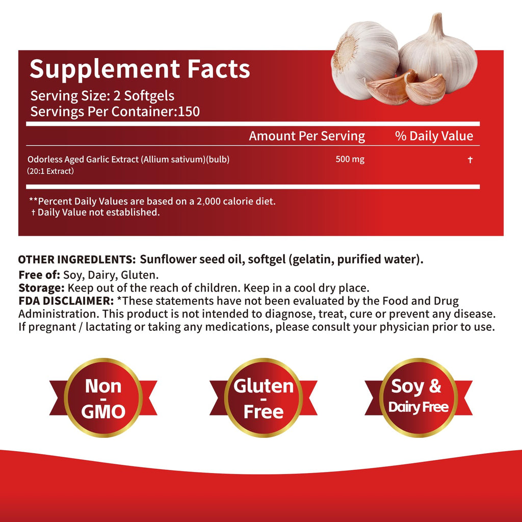 Aged Garlic Extract Supplements 300 Softgels Q96851