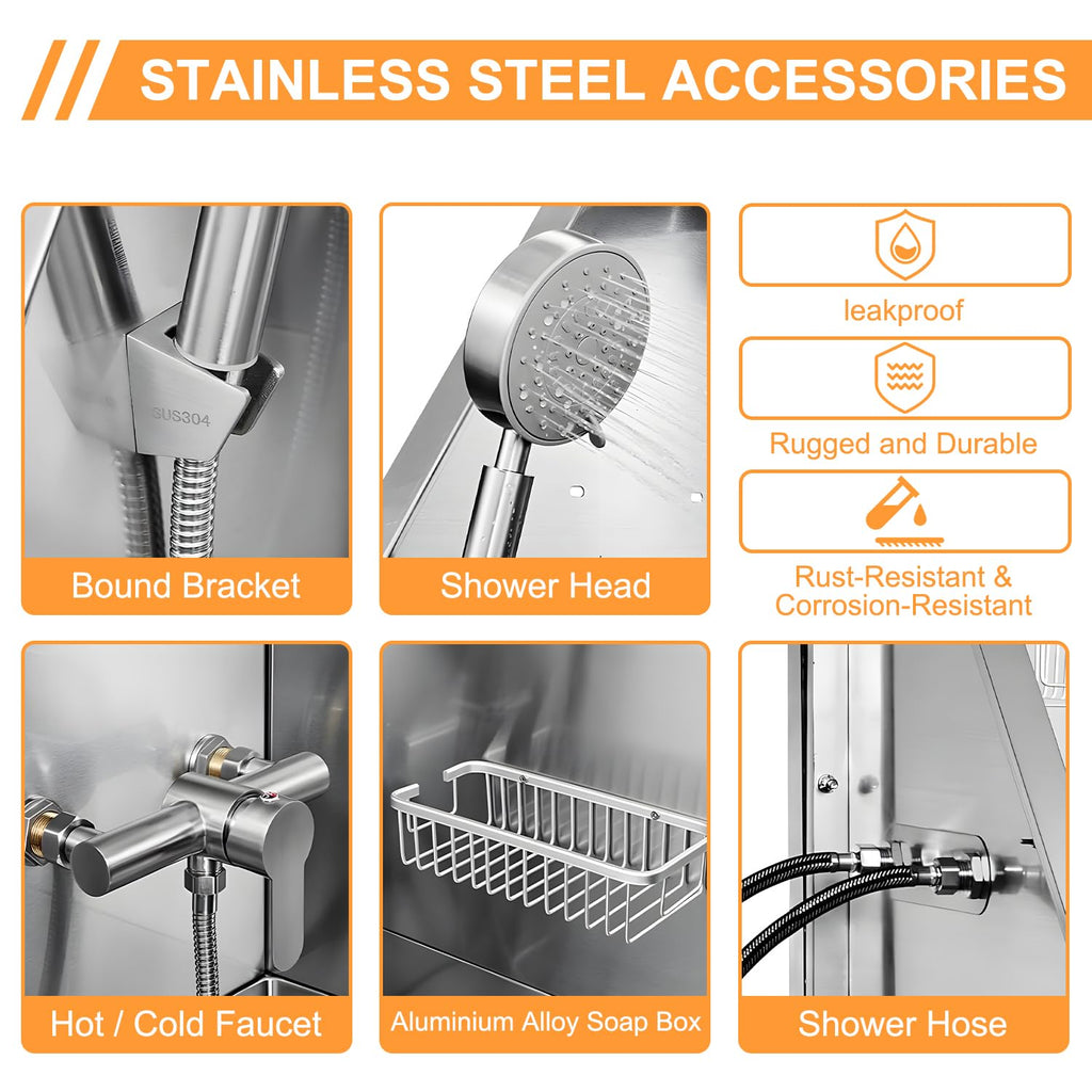 Stainless Steel Dog Grooming Tub with Stairs and Faucet L307