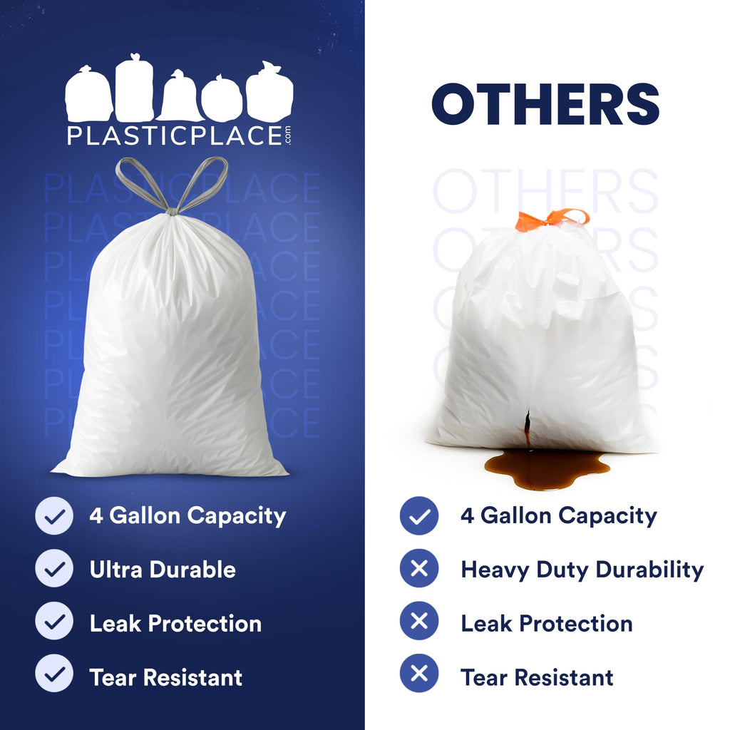 4 Gallon White Drawstring Trash Bags, 200 Count L46971