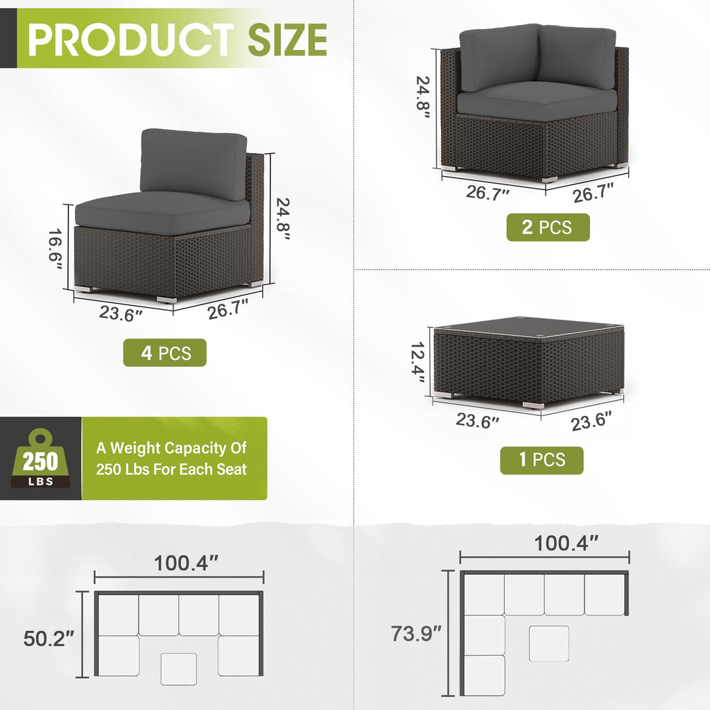 Grey 7-Piece Outdoor Patio Furniture Set R4698