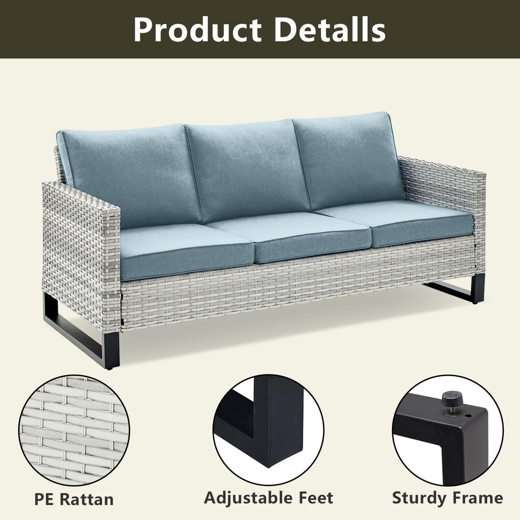 6 Piece Wicker Patio Conversation Set with Swivel Rocker Chairs and Ottoman G52640