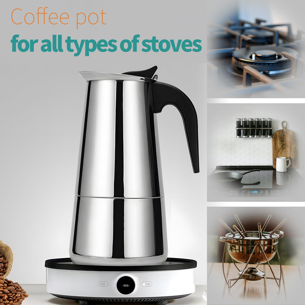 Stainless Steel Stovetop Espresso Maker 300ml 6 cup W958