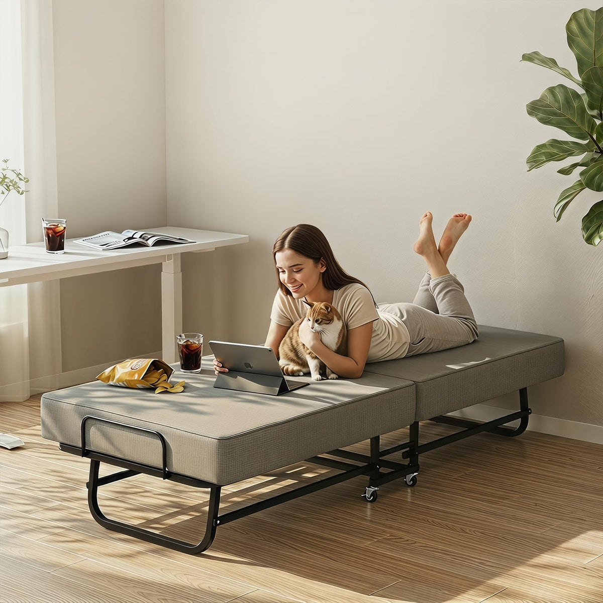 Folding Bed on Wheels N9191