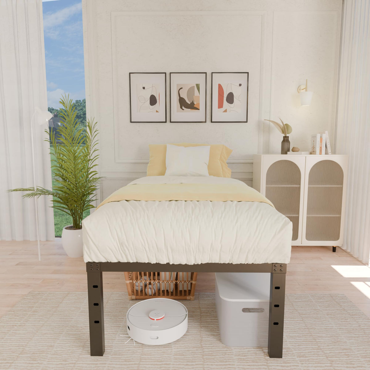 18 Inch Metal Twin Bed Frame Heavy Duty Noise Free E966