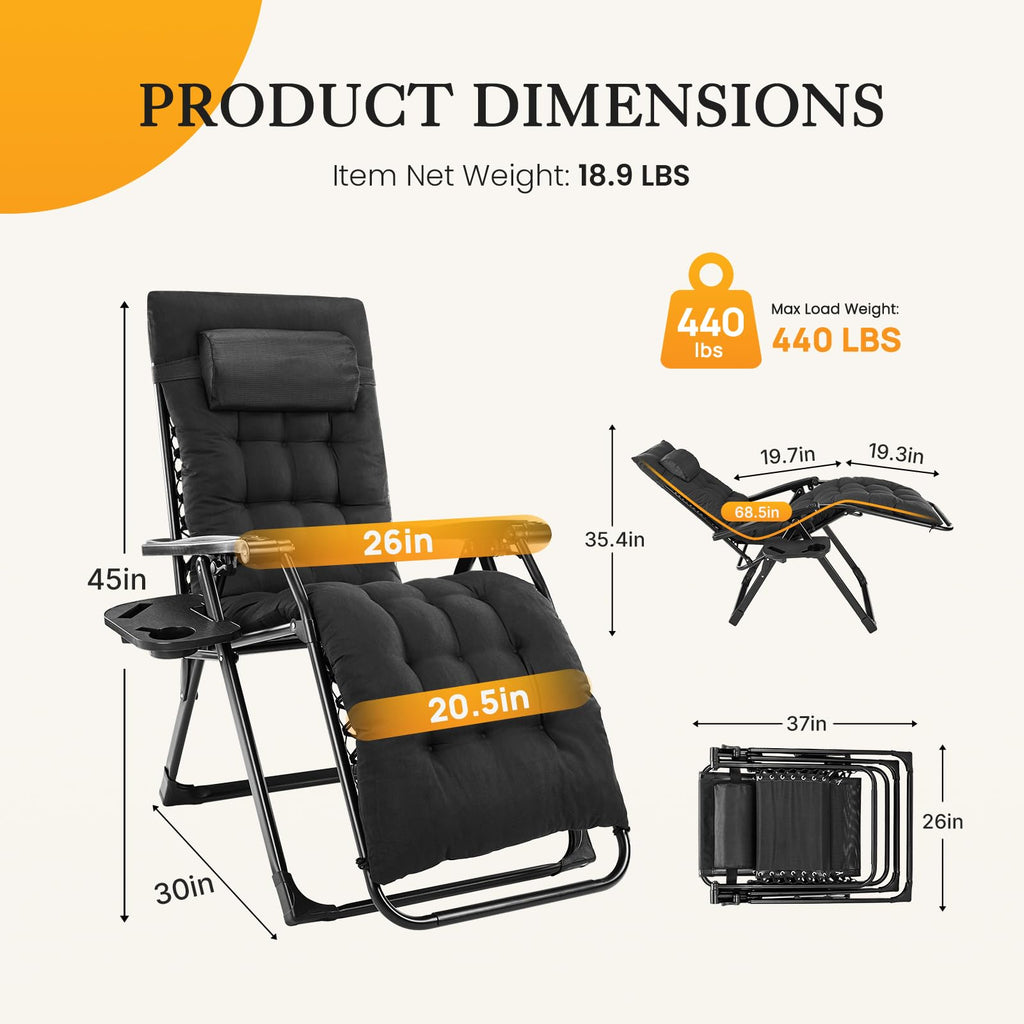 Zero Gravity Chair with Cup Holder Trays Z6895