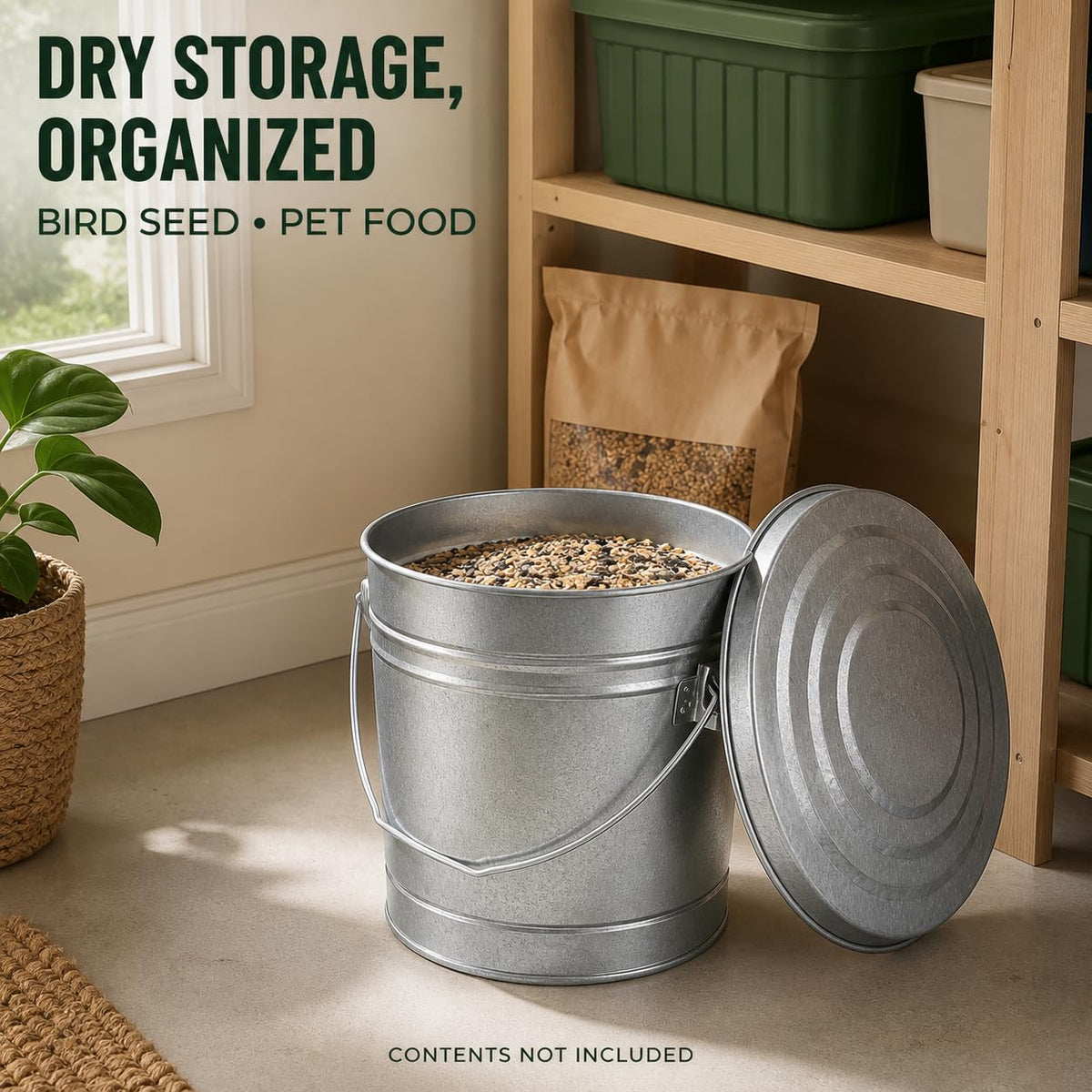 6 Gallon Galvanized Steel Can with Locking Lid I1501