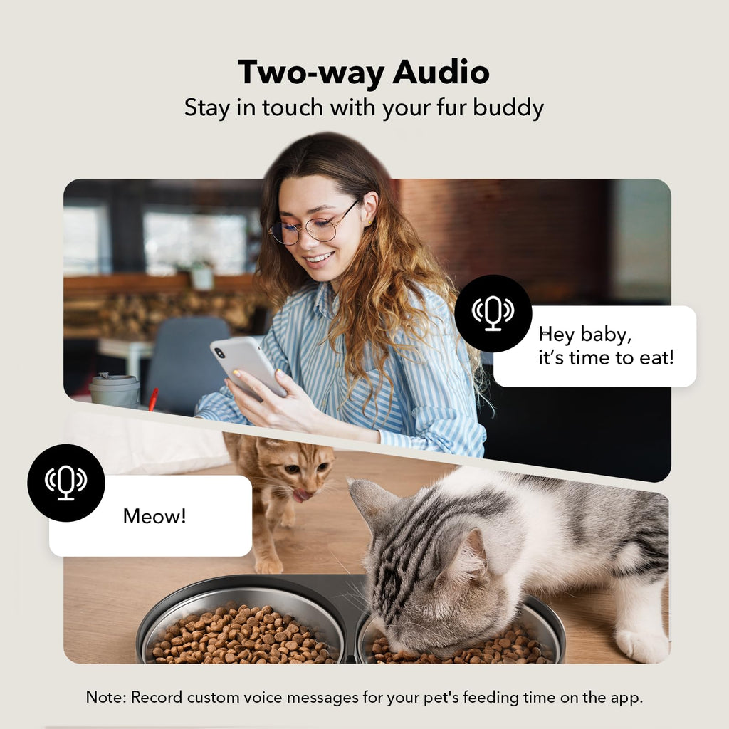 Automatic Cat Feeder with Camera, 1080P HD Video, 5G WiFi, 2-Way Audio, Dual Tray, Black 5L V5740
