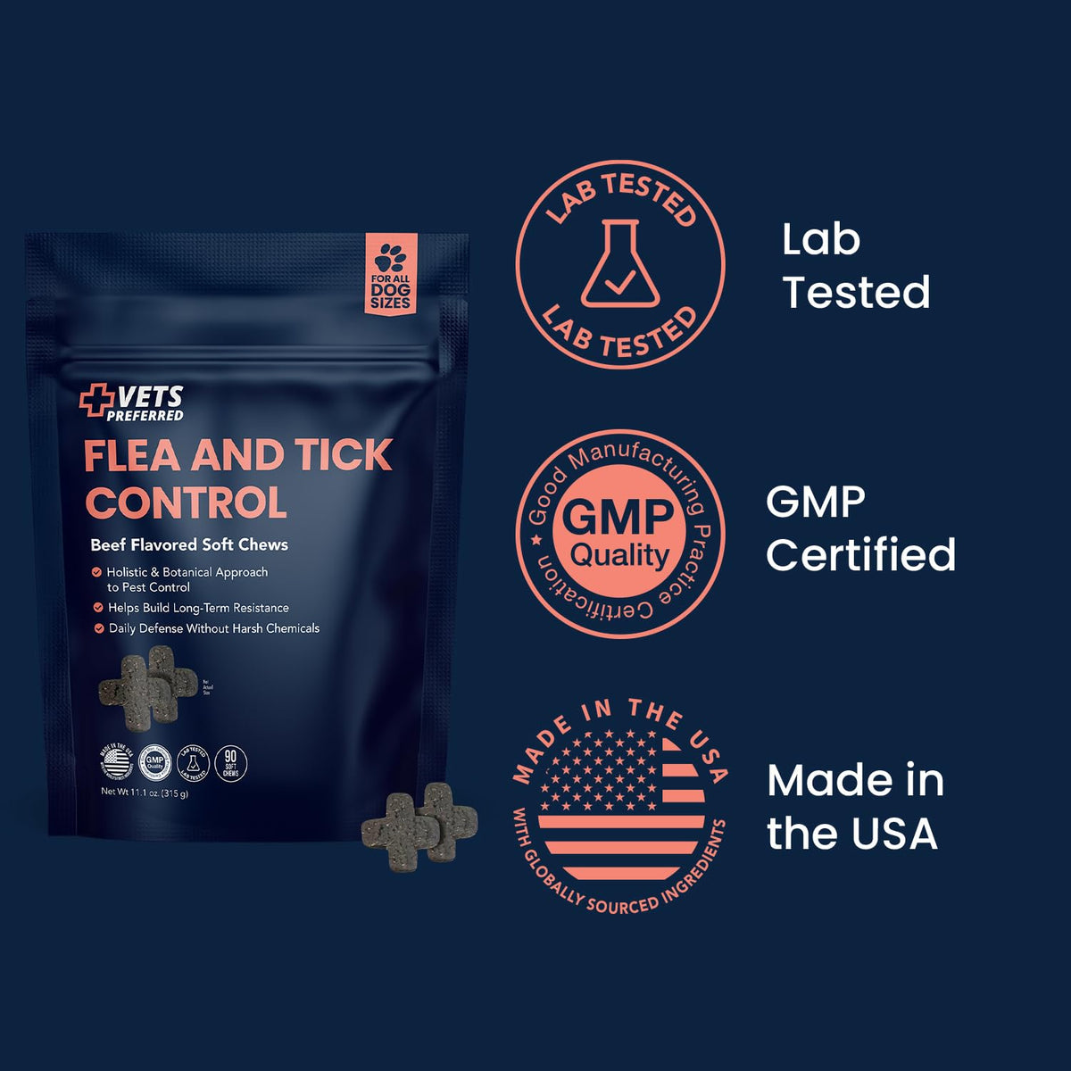 Chewable Flea and Tick Prevention for Dogs 90 Ct I384537